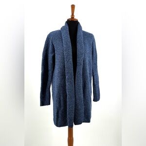 Irelands Eye Virgin Wool Kilcoole Knit Textured Coatigan Blue Cardigan Size L